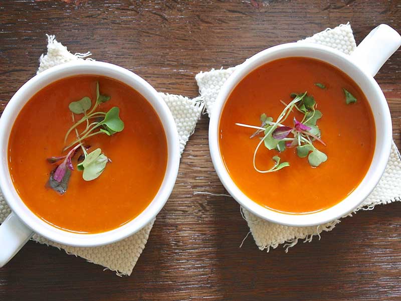 Creamy lentil soup with onion and carrot